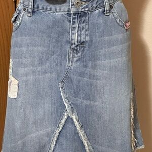 Tommy Hilfiger Distressed Blue Denim Mini Skirt